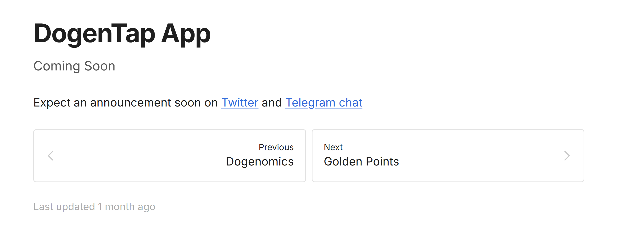 Dogen tap-to-earn section from the whitepaper, with "coming soon" text