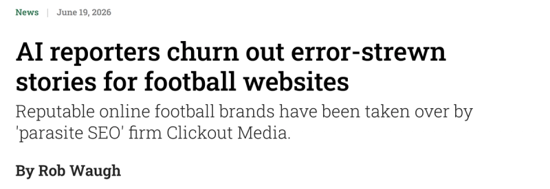 Screenshot of a Press Gazette article headlined 