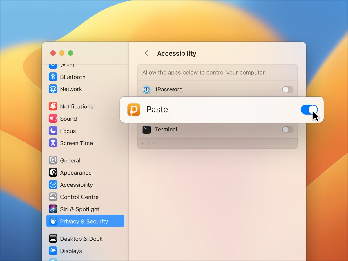 Allow Paste Accessibility Access