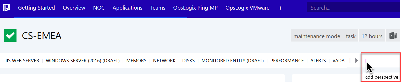 Working with perspectives | SquaredUp SCOM Support