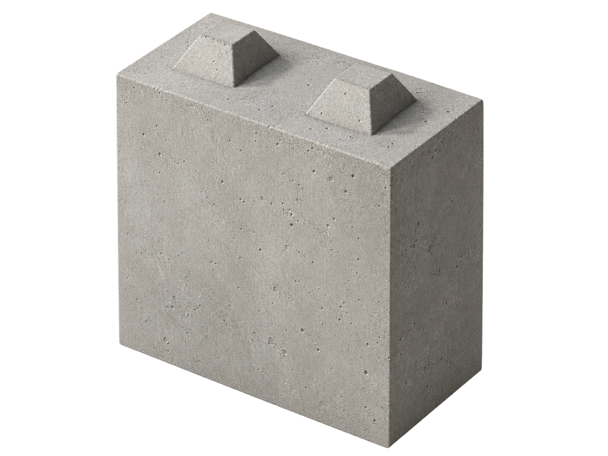 Bloc béton V-Bloc 800 x 400 x 800 mm, vue en perspective, deux ergots sur la face supérieure