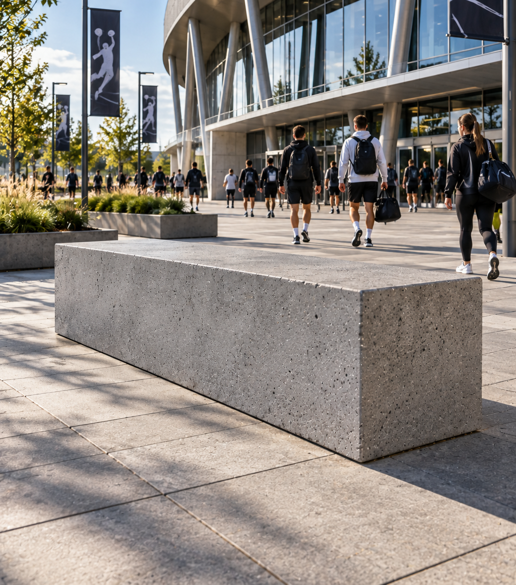 bloc béton devant une manifestation sportive - silitech