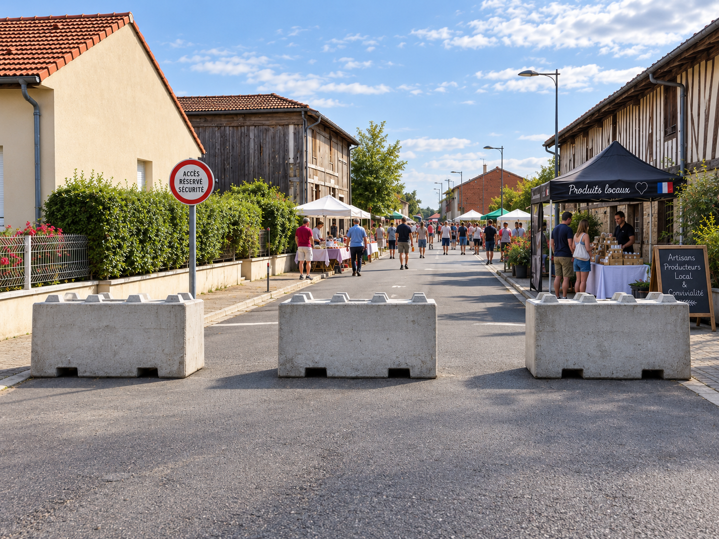 Espace public aménagé avec des blocs béton Silitech