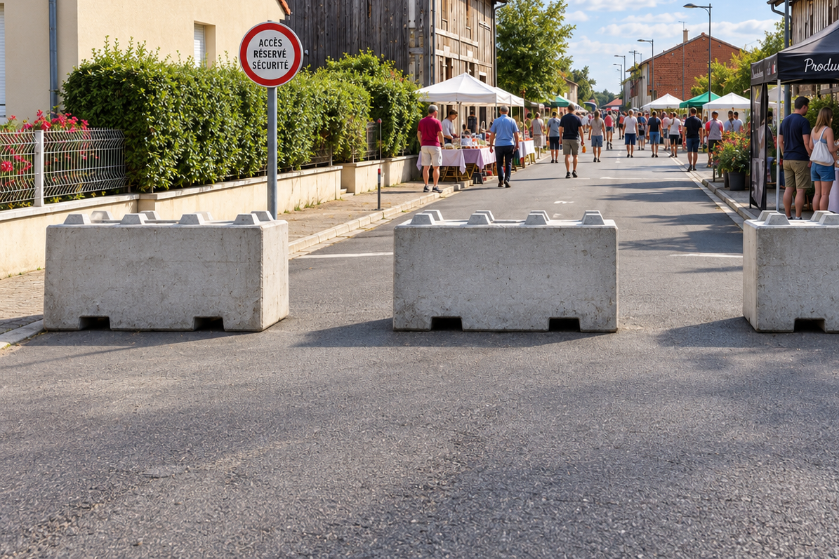 Chantier de glissières en béton dans une rue - Silitech