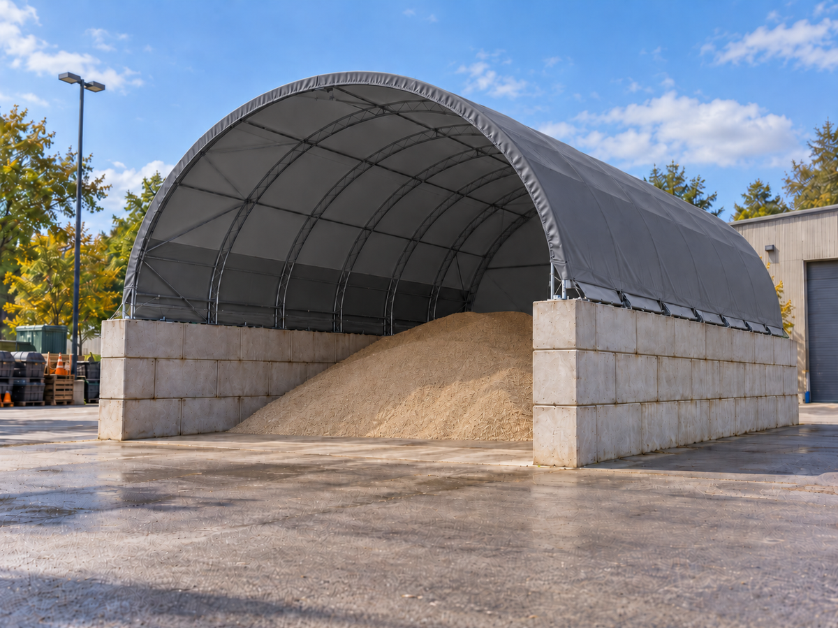 toiture bachée sur blocs en béton - silitech