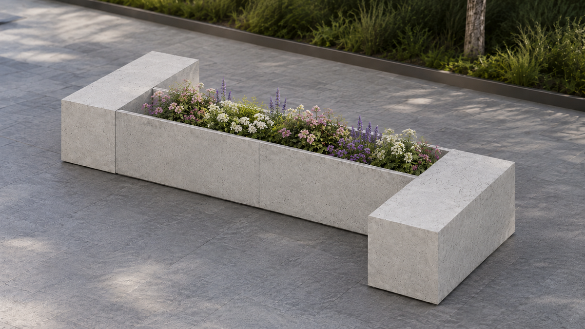 exemple de mobilier urbain en béton - silitech