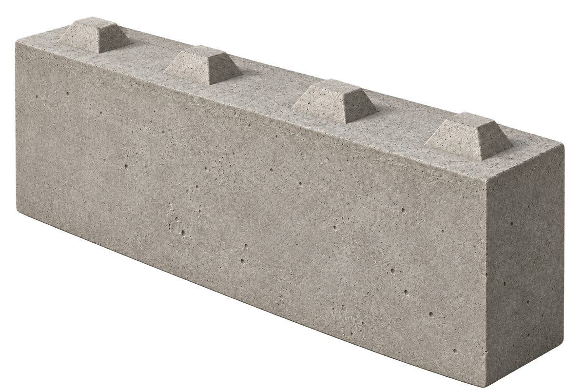 Bloc béton V-Bloc 1600 x 800 x 400 mm, vue en perspective, quatre ergots alignés sur la face supérieure