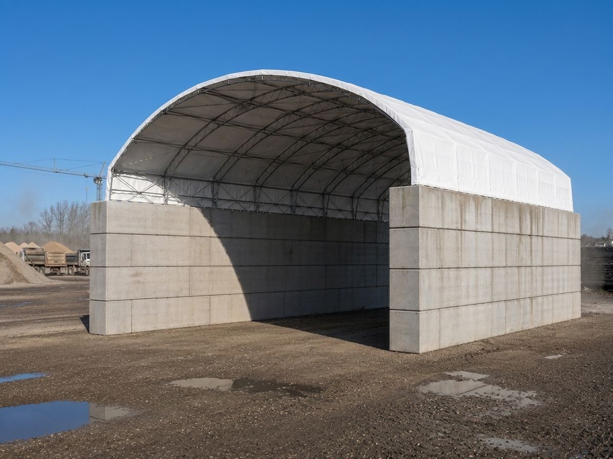 Mur en blocs béton modulaires assemblés sur un chantier