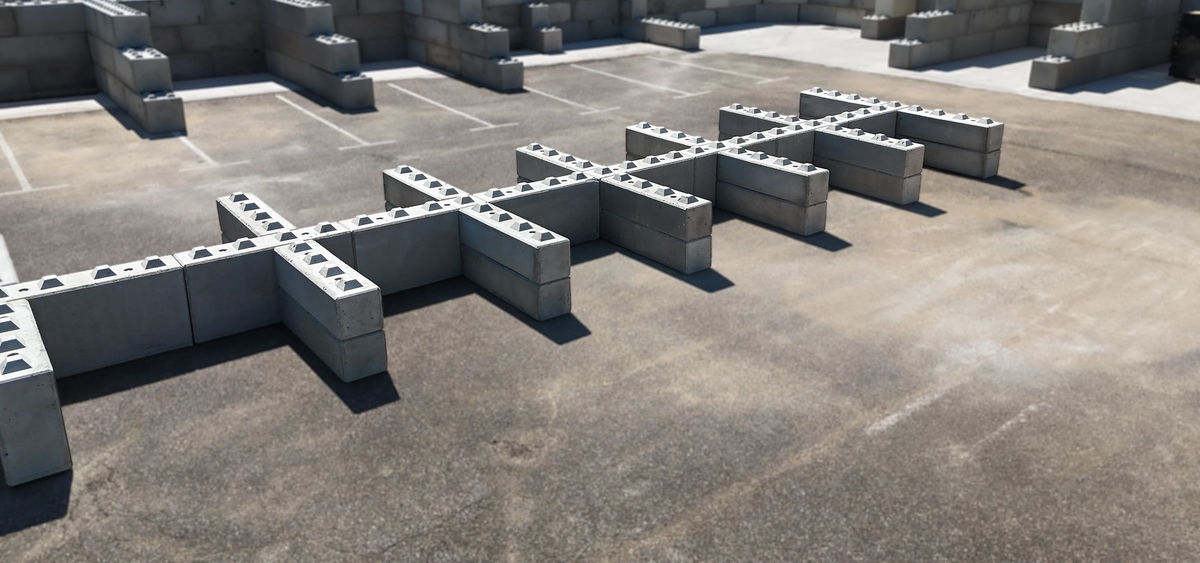 Espace public aménagé avec des blocs béton Silitech