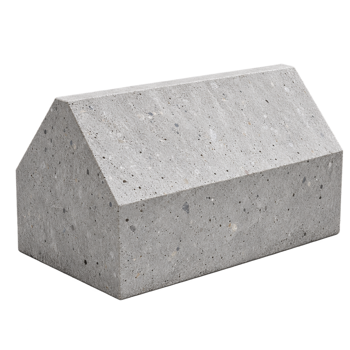 Bloc béton V-Bloc à partie supérieure inclinée en deux pentes, vue en perspective