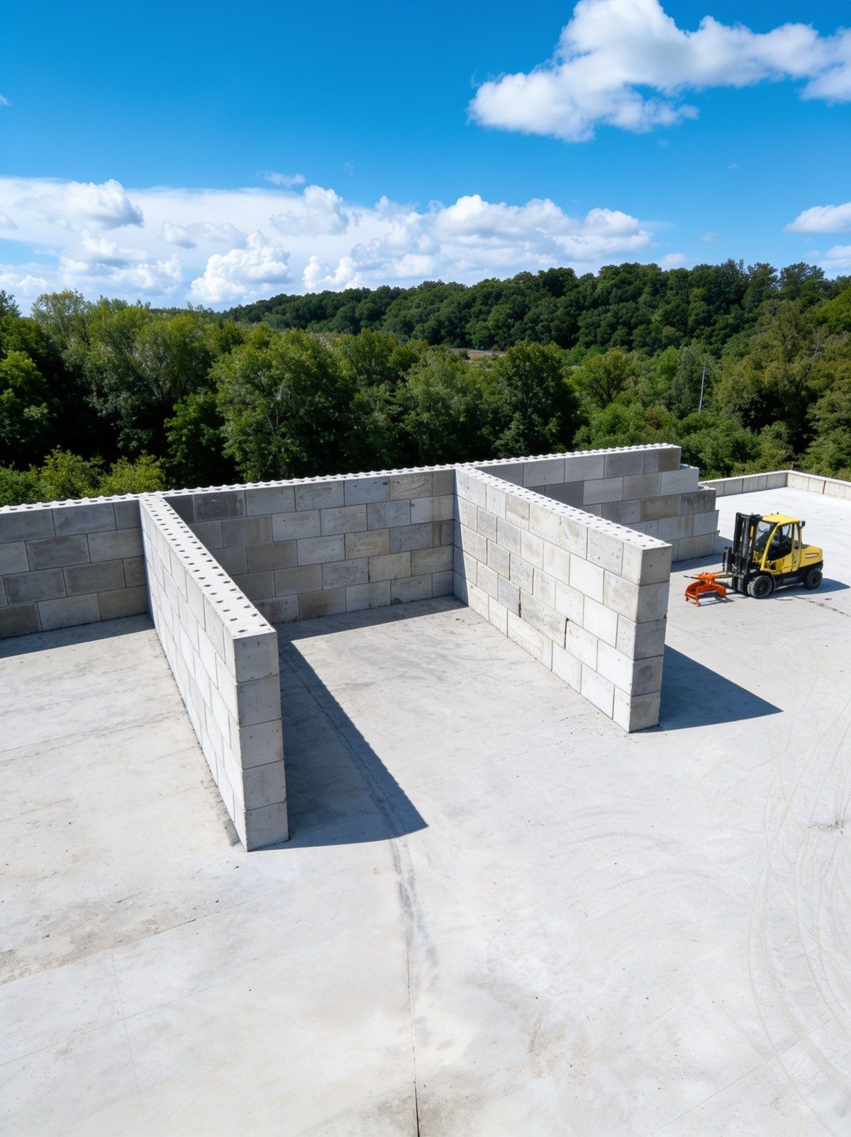 Mur en blocs béton sur mesure monté sur une dalle béton