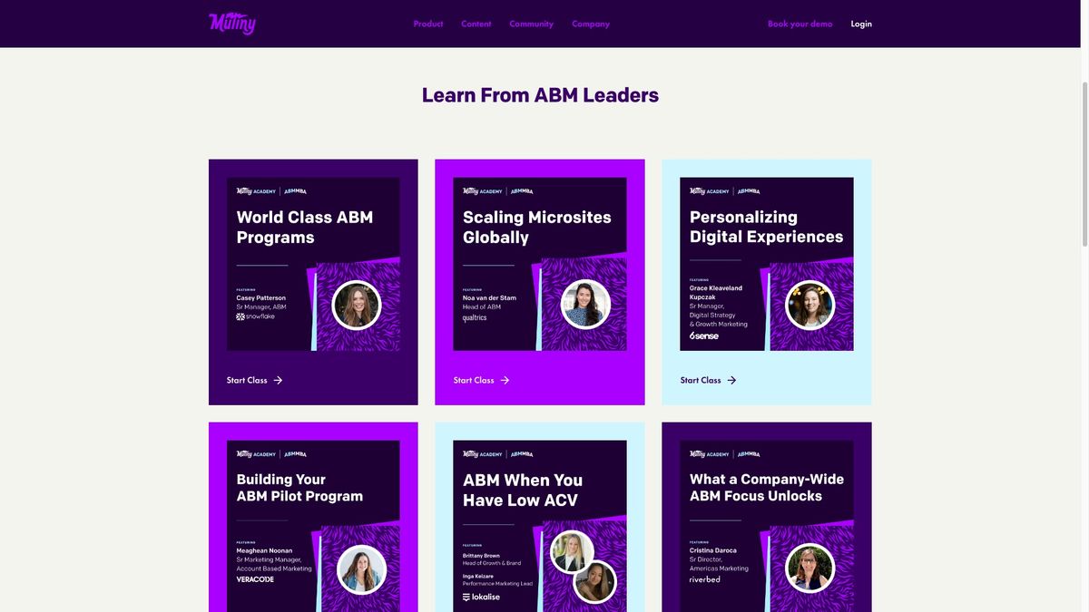 Mutiny events, running on their own website