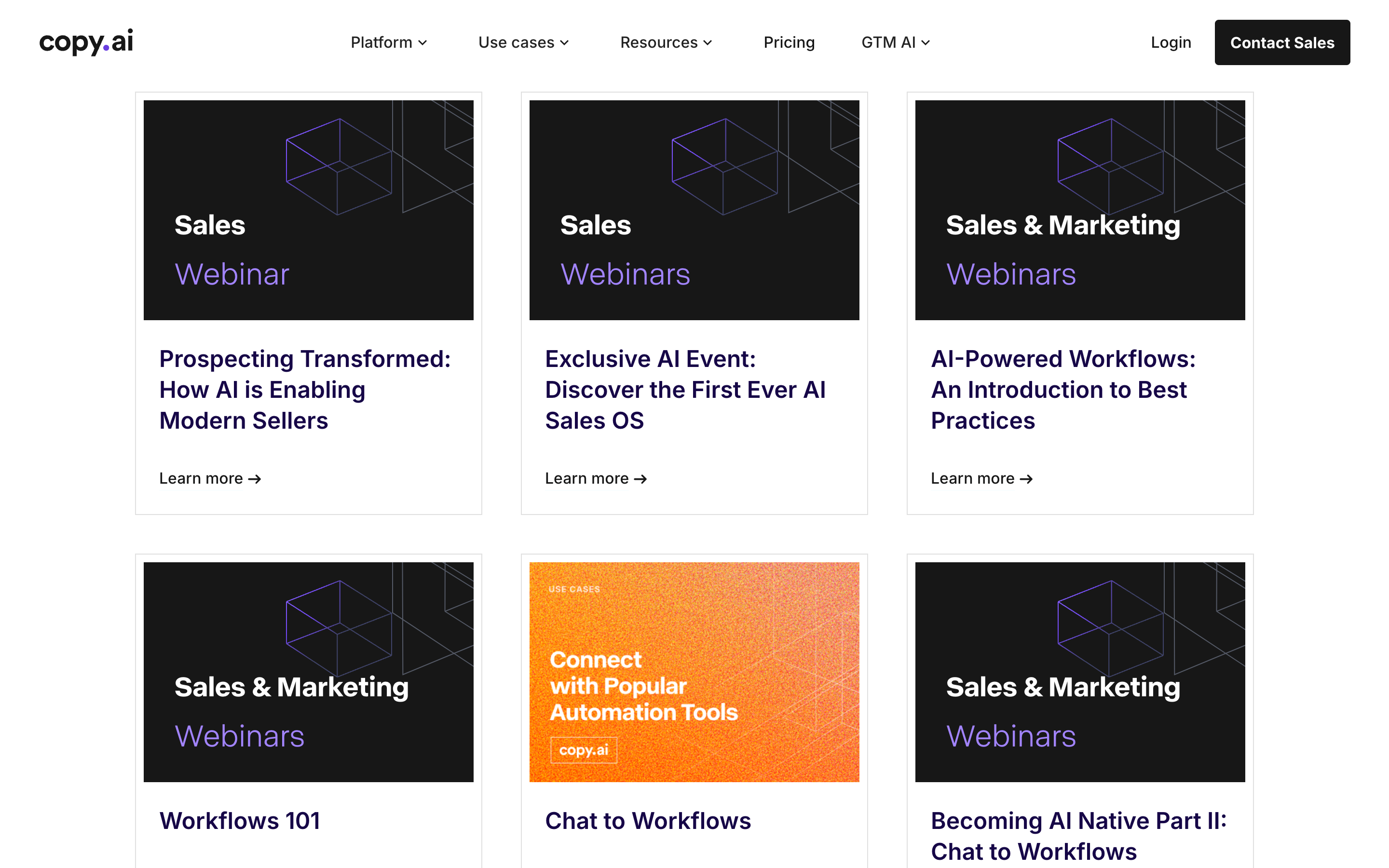 Copy.ai events running on their own website — screenshot 2