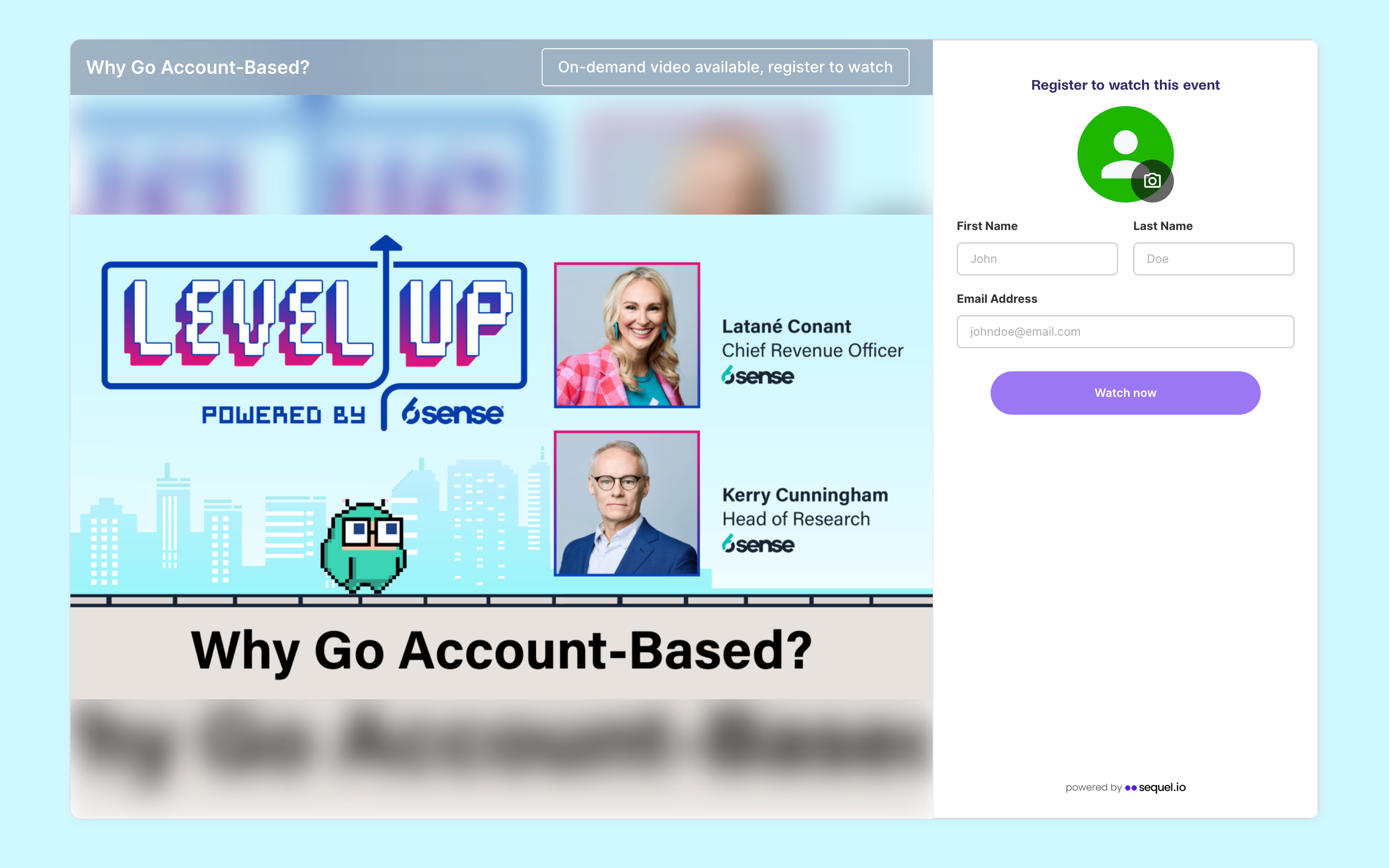 6sense events running on their own website — screenshot 2