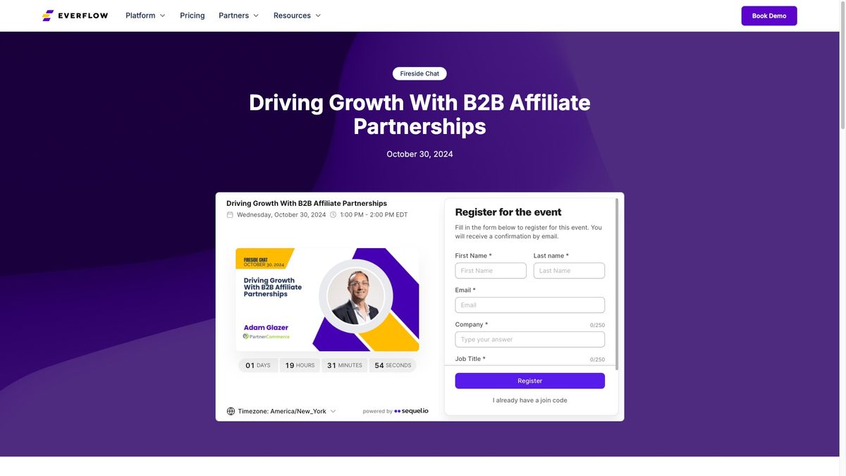 Everflow events, running on their own website