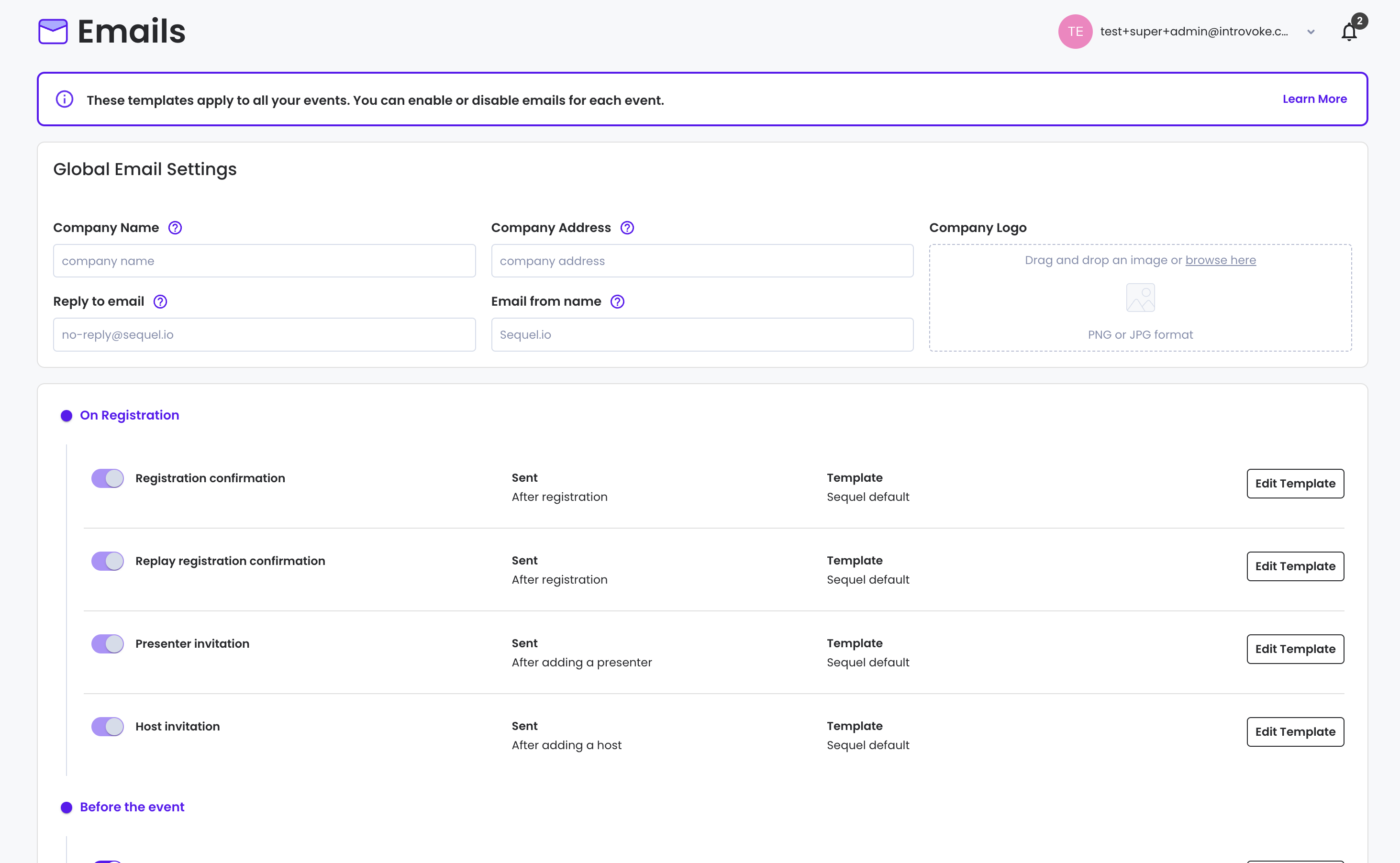 Sequel.io's email dashboard