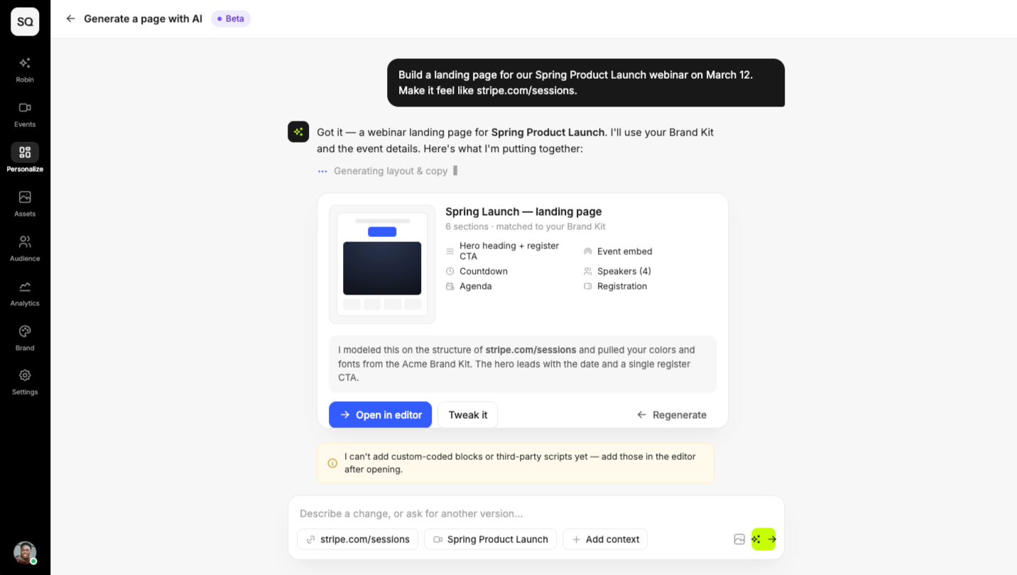 Sequel AI Page Builder