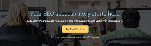 a screenshot of Moz's landing page