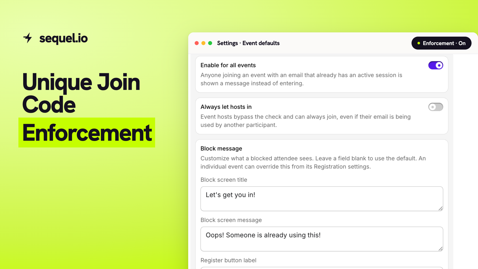 Unique Join Code Enforcement