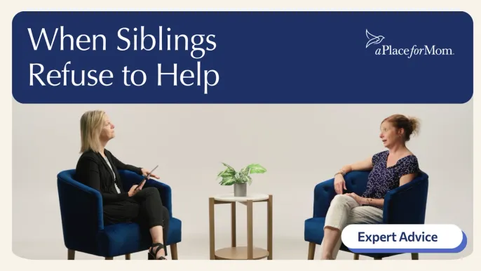 Thumbnail for video featuring Grace and Heidi discussing sibling conflict in caregiving