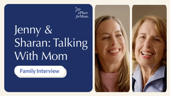 Thumbnail for video featuring Jenny and Sharan discussing conversations with aging parents