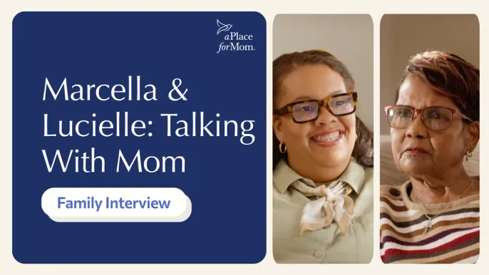 Thumbnail for video featuring Marcella and Lucille discussing their caregiving journey