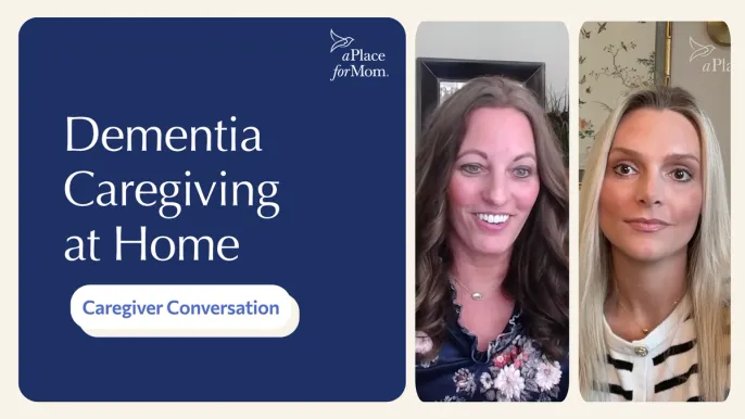 Thumbnail for video featuring Genevieve and Rachel discussing dementia care at home
