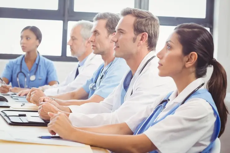 Healthcare students in a memory care training class.