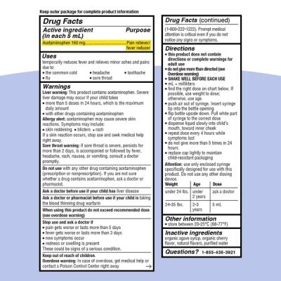 Infants' Pain & Fever Cherry Flavor-Drug Fact