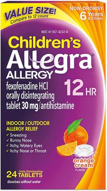 Allegra Children's Non-Drowsy Antihistamine Meltable Tablets for 12-Hour Allergy Relief, 30 mg 24-Count