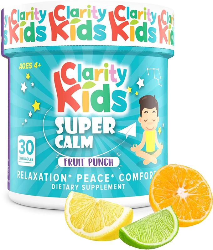 Clarity Kids Super Calm (30 Chewables), A Magnesium Chewable for Comfort, Calm Kids Magnesium for Relaxation, A Natural Calm Magnesium for Kids with L-Theanine, Vitamins, and More