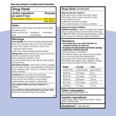 Kids Pain & Fever Cherry 2-Pack image Drug Facts