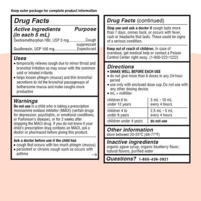Kids' Cough & Chest Congestion Blueberry Flavor-Drug Fact