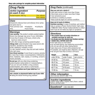 Kids' Pain & Fever Cherry Flavor-Drug fact