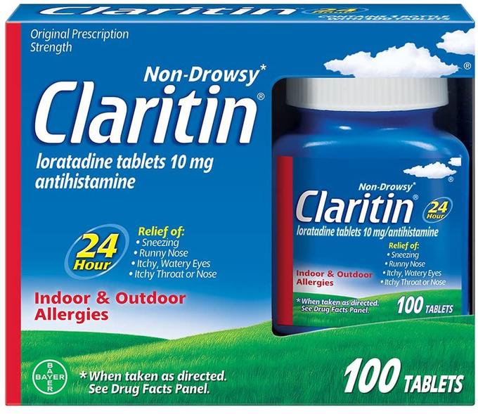Claritin 24 Hour Allergy Medicine, Non-Drowsy Prescription Strength Allergy Relief, Loratadine Antihistamine Tablets, 100 Count