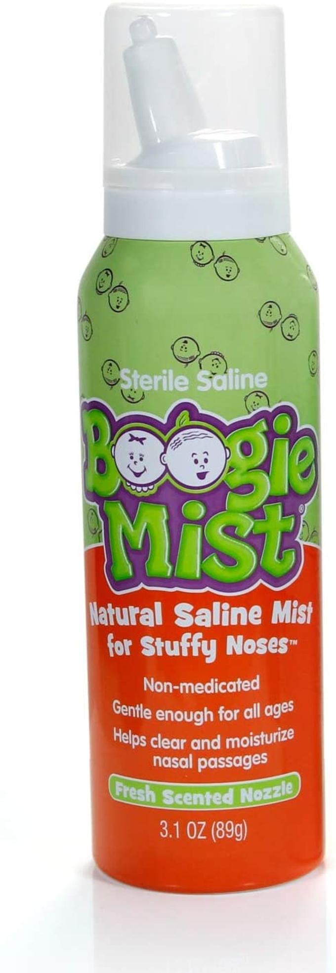 Saline Nasal Spray for Baby and Kids by Boogie Mist, Decongestant, Made with Sterile Saline, Safe for Newborn, Fresh Scent, 3.1 Ounce