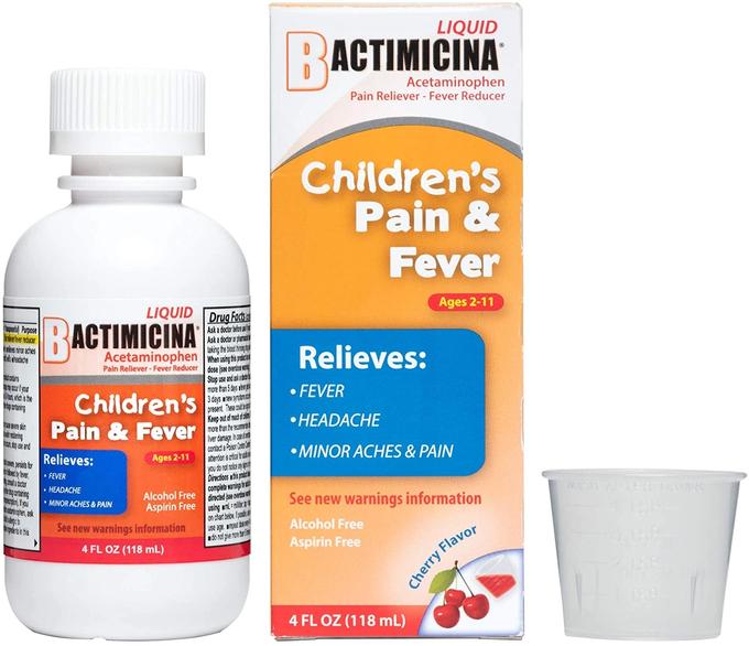 Children’s BACTIMICINA - Liquid, 160 mg Acetaminophen Fever Reducer & Pain Reliever, Ages 2-11