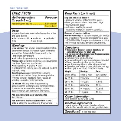 Kids Cough, Pain & Fever Relief 4-Pack Bundle Drug Facts