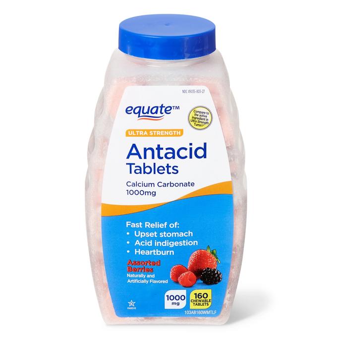 Equate Ultra-Strength Antacid Tablets, Calcium Carbonate, 1000 mg