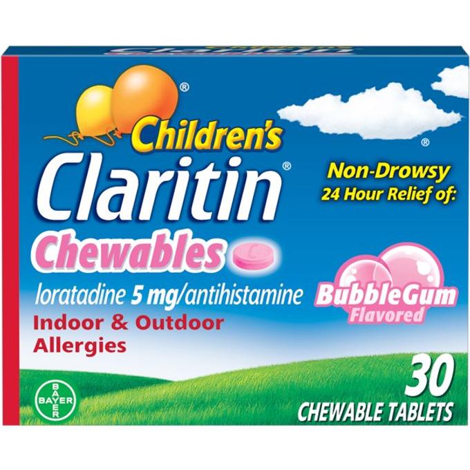 Claritin Allergy Medicine for Kids, Bubblegum Chewable Tablets, 30 Ct