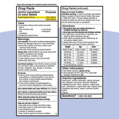 Kids' Pain & Fever Chewables-Drug Fact