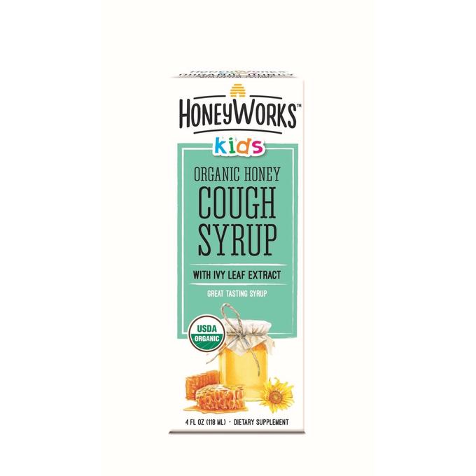 HoneyWorks Kids USDA Organic Honey Cough Syrup with Ivy Leaf Extract - 4 fl oz