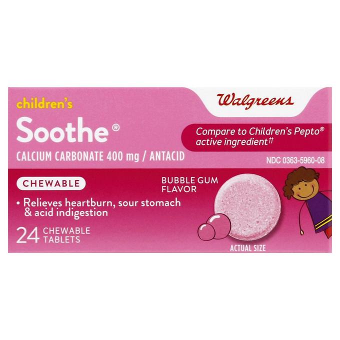 Soothe Antacid Children's Chewable Tablets Bubble Gum