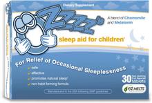 OZzzz’s - Sleep Aid for Children, with Melatonin and Chamomile, Pediatrician Formulated, Zero Sugar, Vegan, Orange Dream Flavor, 30 EZ Melt Tablets