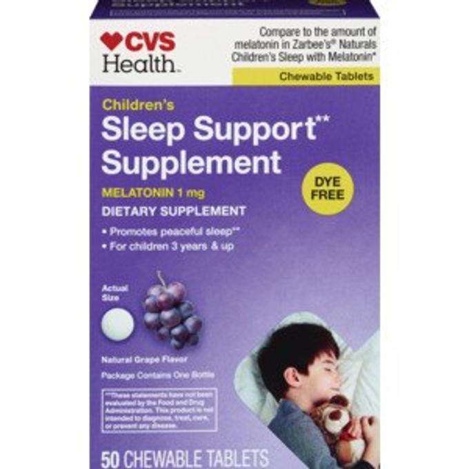 CVS - Children's Sleep Support Supplement Melatonin 1mg Chewable Grape, 50CT
