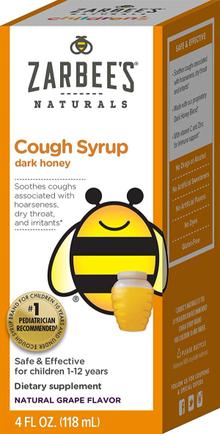 Zarbee's - Naturals Children's Cough Syrup with Dark Honey, Natural Grape Flavor, 4 Ounce Bottle