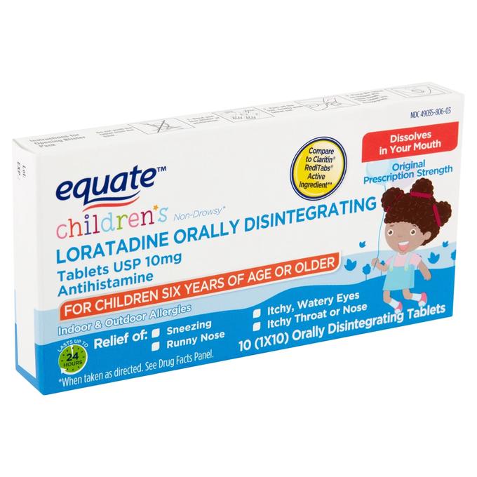 Equate Children's Loratadine Orally Disintegrating Tablets USP, 10 mg, 10 count