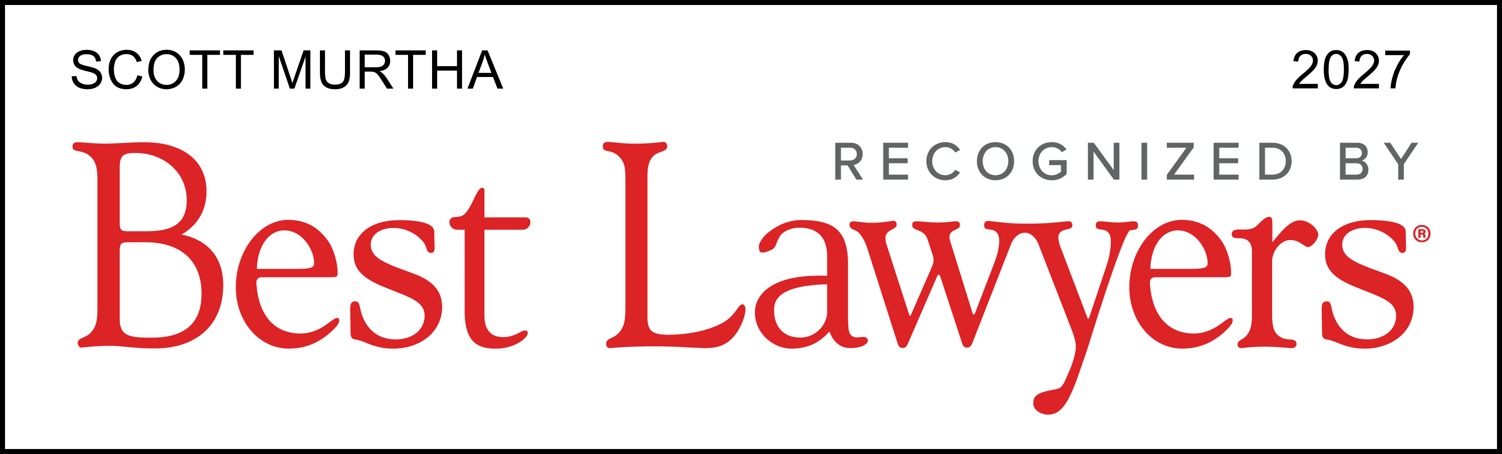 Best Lawyers Logo noting Scott Murtha's 2027 recognition for Corporate and Tax Law.