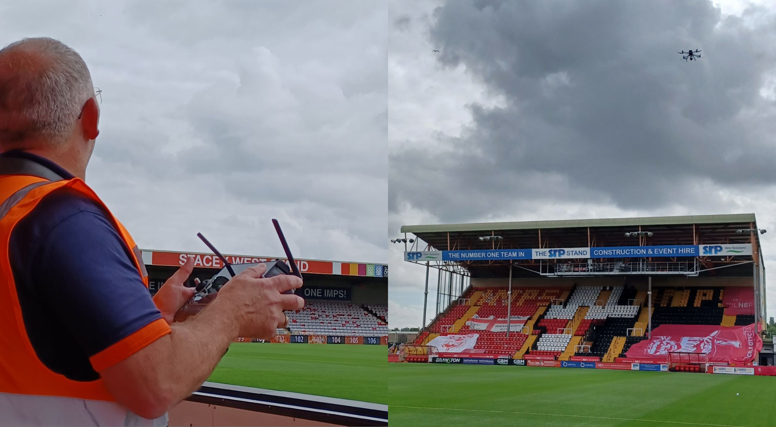 Drone mapping Lincoln City stadium.