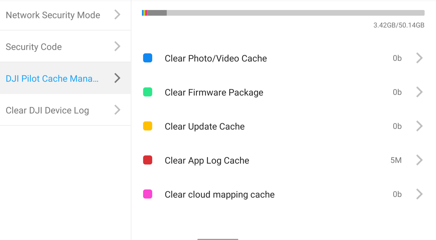 DJI Data Security: Clear All Cache Data